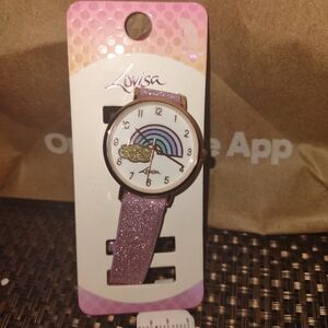 Lovisa Pink Glitter Watch with Rainbow Dial